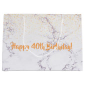 40th Birthday marble gold glitter Large Cadeautasje (Voorkant)