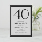40th Birthday Modern Minimalist Mens Black Gray Kaart (Staand voorkant)