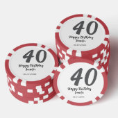 40th Birthday Naam toevoegen Datum Jaar Black sjab Poker Chips (Opstapeling)