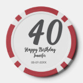 40th Birthday Naam toevoegen Datum Jaar Black sjab Poker Chips (Achterkant)