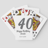 40th Birthday Naam toevoegen Datum Jaar Black sjab Pokerkaarten (Achterkant)