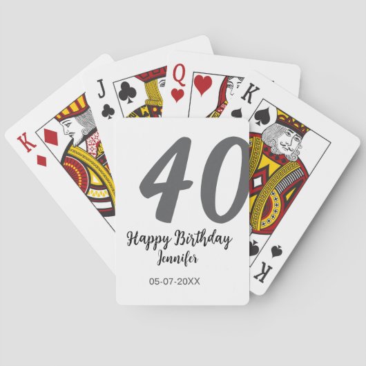 40th Birthday Naam toevoegen Datum Jaar Black sjab Pokerkaarten (Achterkant)