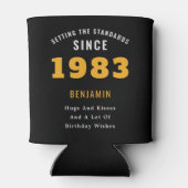 40th Birthday Name 1982 Black Gold Elegant Chic Blikjeskoeler (Achterkant)