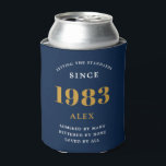 40th Birthday Name 1983 Blue Gold Elegant Chic Blikjeskoeler<br><div class="desc">Een gepersonaliseerde elegante koelbox die gemakkelijk is aan te passen voor die speciale verjaardagsfeestgelegenheid.</div>