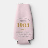 40th Birthday Name 1983 Pink Grey Elegant Chic Flesjeskoeler (Voorkant)