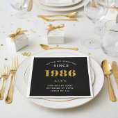 40th Birthday Name 1986 Black Gold Elegant Chic Servet