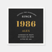 40th Birthday Name 1986 Black Gold Elegant Chic Servet (Voorkant)