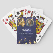 40th birthday navy blue gold stars photo pokerkaarten (Achterkant)
