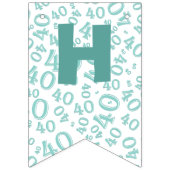 40th Birthday Number Pattern Blauwgroen en White Vlaggetjes (Tweede vlag)