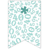 40th Birthday Number Pattern Blauwgroen en White Vlaggetjes (Eerste vlag)