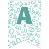 40th Birthday Number Pattern Blauwgroen en White Vlaggetjes (Derde vlag)