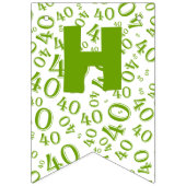 40th Birthday Number Pattern Green and White Vlaggetjes (Tweede vlag)