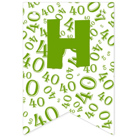 40th Birthday Number Pattern Green and White Vlaggetjes (Tweede vlag)