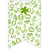 40th Birthday Number Pattern Green and White Vlaggetjes (Eerste vlag)