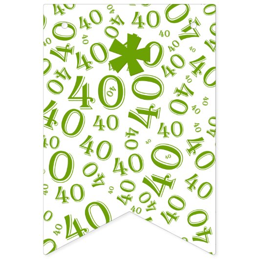 40th Birthday Number Pattern Green and White Vlaggetjes (Eerste vlag)