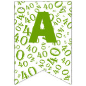 40th Birthday Number Pattern Green and White Vlaggetjes (Derde vlag)