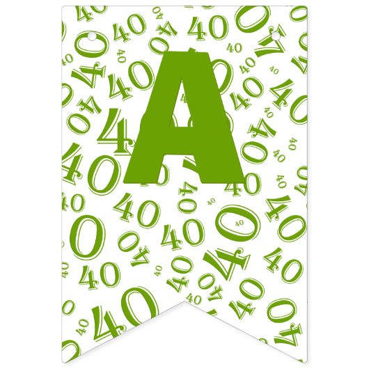 40th Birthday Number Pattern Green and White Vlaggetjes (Derde vlag)
