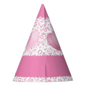 40th Birthday Number Pattern roze/White Scallops Feesthoedjes (Achterkant)