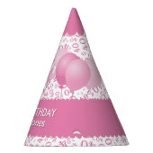 40th Birthday Number Pattern roze/White Scallops Feesthoedjes (Rechts)