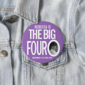 40th Birthday paars was de grote vier oh foto Ronde Button 4,0 Cm (In situ)