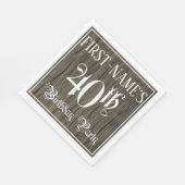 40th Birthday Party — Fancy script, Faux Wood Kijk Servet (Hoek)