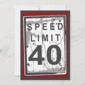 40th Birthday Party Grungy Speed Limit Sign Kaart (Voorkant)