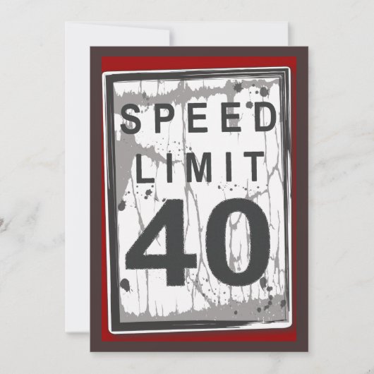 40th Birthday Party Grungy Speed Limit Sign Kaart (Voorkant)
