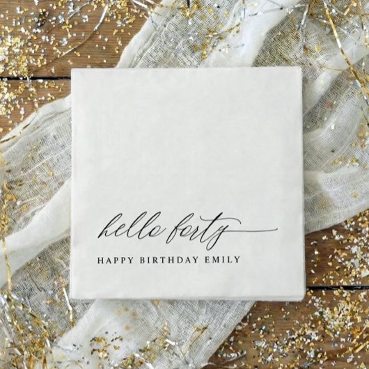 40th Birthday Party Hello 40 Modern Milestone Servet