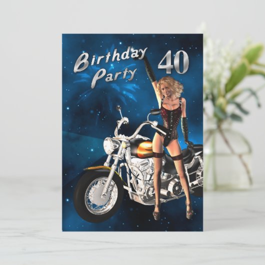 40th Birthday party Invitation Kaart (Staand voorkant)