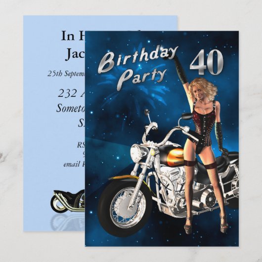 40th Birthday party Invitation Kaart (Voorkant / Achterkant)