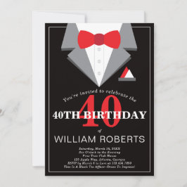 40th Birthday Party Invitation, Tuxedo Kaart
