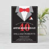 40th Birthday Party Invitation, Tuxedo Kaart (Staand voorkant)
