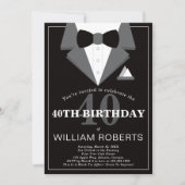 40th Birthday Party Invitation, Tuxedo Kaart (Voorkant)