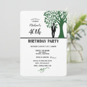 40th Birthday Party Man Silhouette van Tree Kaart (Staand voorkant)