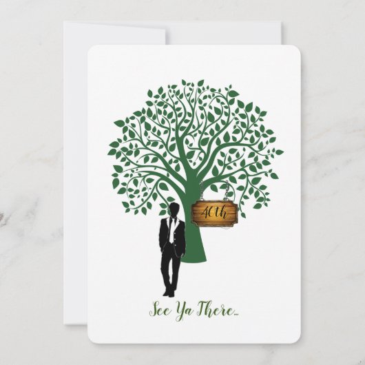 40th Birthday Party Man Silhouette van Tree Kaart (Achterkant)