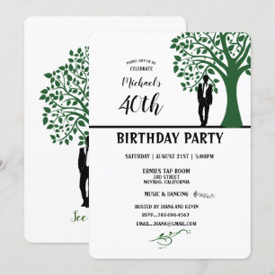 40th Birthday Party Man Silhouette van Tree Kaart