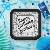 40th Birthday Party Number Pattern Black/White Papieren Bordje (Feest)