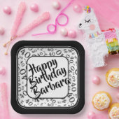 40th Birthday Party Number Pattern Black/White Papieren Bordje (Feest)