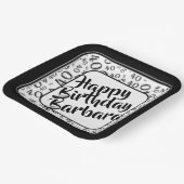 40th Birthday Party Number Pattern Black/White Papieren Bordje (Gebogen)