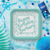 40th Birthday Party Number Pattern Blauwgroen/Whit Papieren Bordje (Feest)