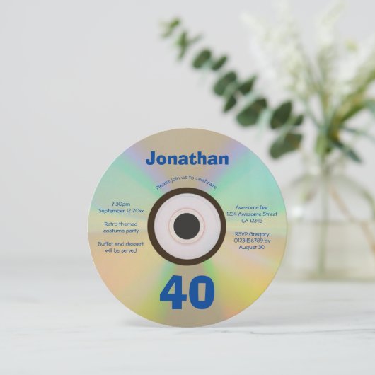 40th Birthday Party Retro 90s Music Thed Faux CD Kaart (Staand voorkant)