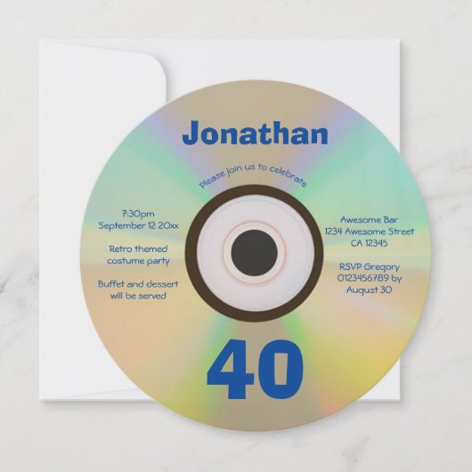 40th Birthday Party Retro 90s Music Thed Faux CD Kaart (Voorkant)
