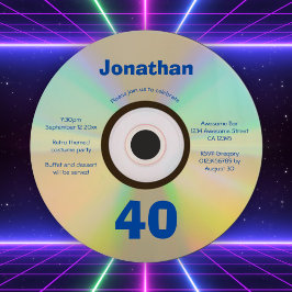 40th Birthday Party Retro 90s Music Thed Faux CD Kaart