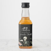 40th Birthday Party RIP Skeleton Roze Bloemen Likeurfles Etiket (Voorkant)