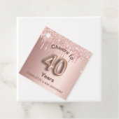 40th Birthday party roos goudzige glitterdruppels Bedankjes Labels (In situ)