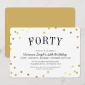 40TH BIRTHDAY PARTY stijlvolle gouden confetti spo Kaart (Voorkant / Achterkant)