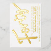 40th Birthday party white met gouden script Folie Uitnodiging (Voorkant)