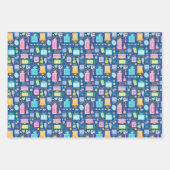 40th Birthday Pastel Blue Cake Cadeaus Ballonnen Inpakpapier Vel (Voorkant)