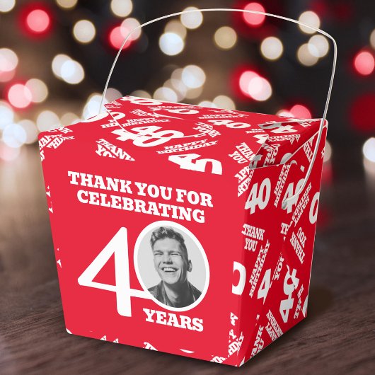 40th birthday personalized photo white red bedankdoosjes