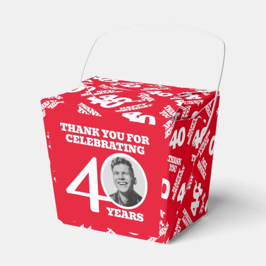 40th birthday personalized photo white red bedankdoosjes (Voorkant Zijde)